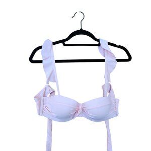 Pink Ruffled Bikini Top With Adjustable Straps M